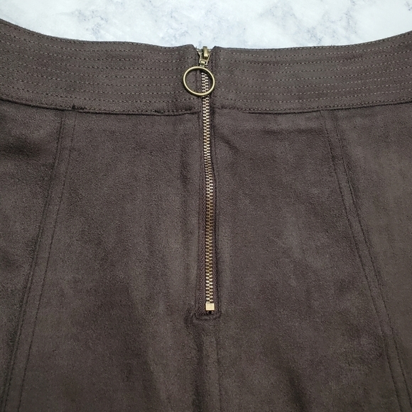 LOVE Riche Mini Skirt Womens Small Charcoal Brown Microsuede Western Embroidery - Picture 12 of 14